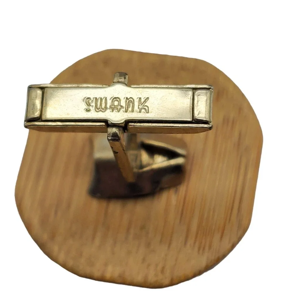 Laughing Buddha Bamboo Cufflinks Swank MCM Figural‎ Cuff Links Vintage Buddhist